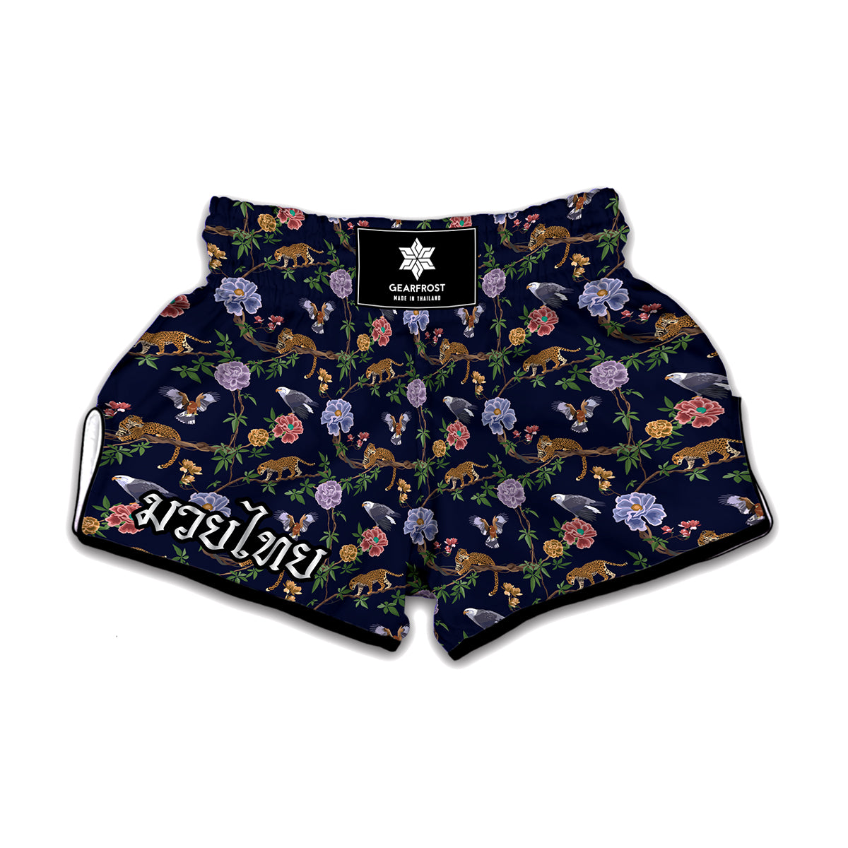 Eagle And Jaguar Pattern Print Muay Thai Boxing Shorts