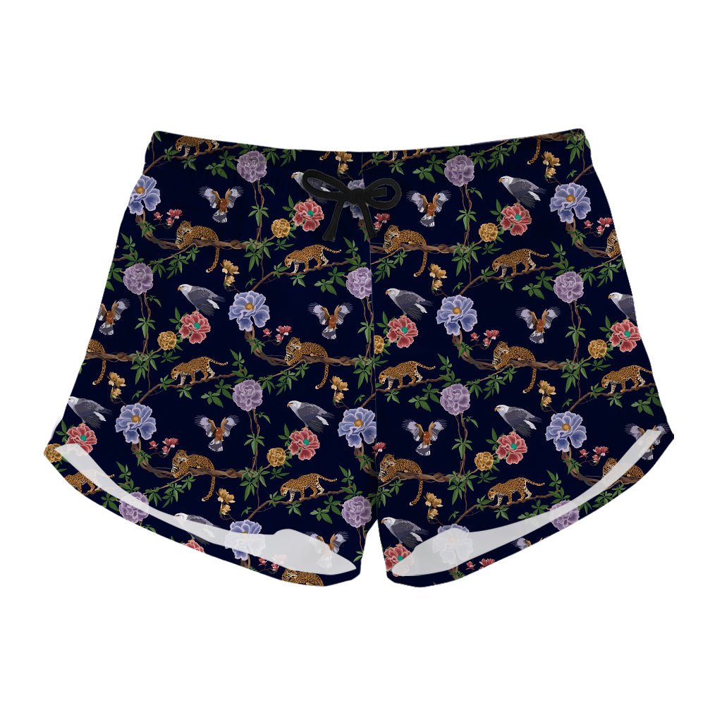 Eagle And Jaguar Pattern Print Women's Shorts