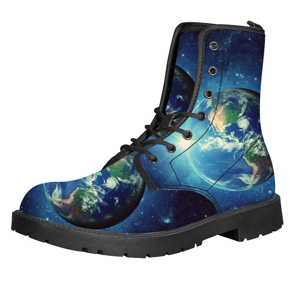 Earth And Space Print Leather Boots