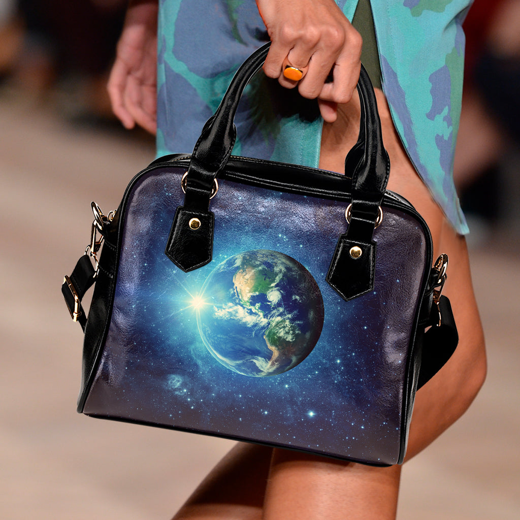 Earth And Space Print Shoulder Handbag