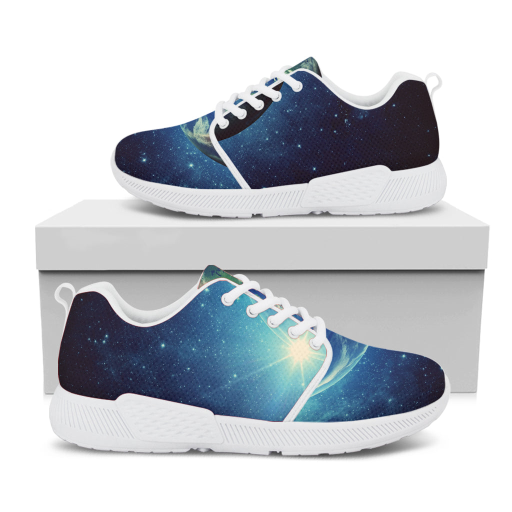 Earth And Space Print White Athletic Shoes