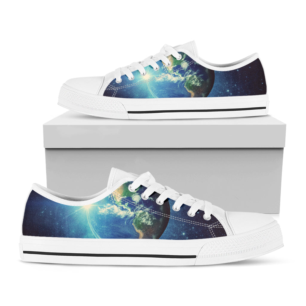 Earth And Space Print White Low Top Shoes