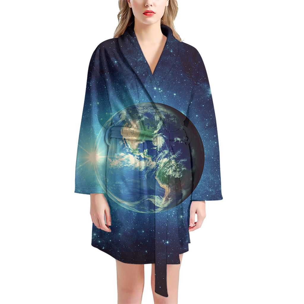 Earth And Space Print Women's Bathrobe