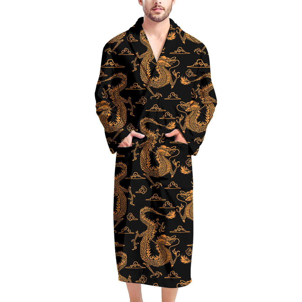 Eastern Dragon Pattern Print Men's Bathrobe