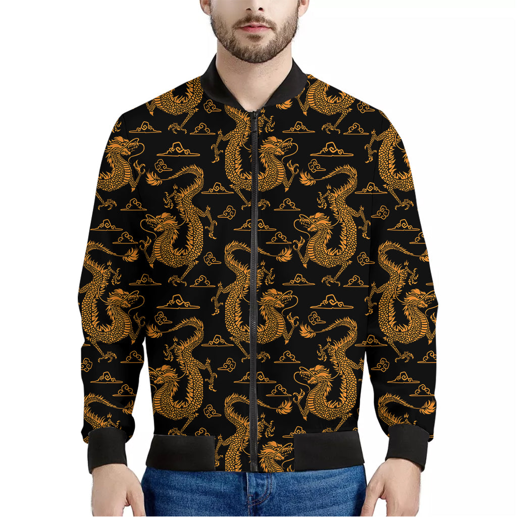 Eastern Dragon Pattern Print Men's Bomber Jacket