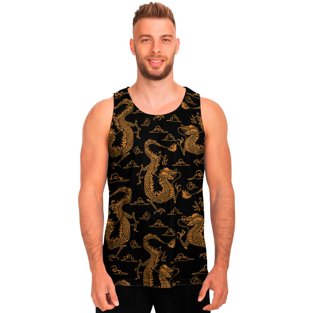 Eastern Dragon Pattern Print Men's Tank Top