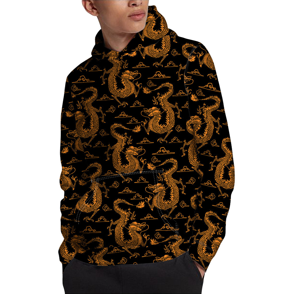 Eastern Dragon Pattern Print Pullover Hoodie