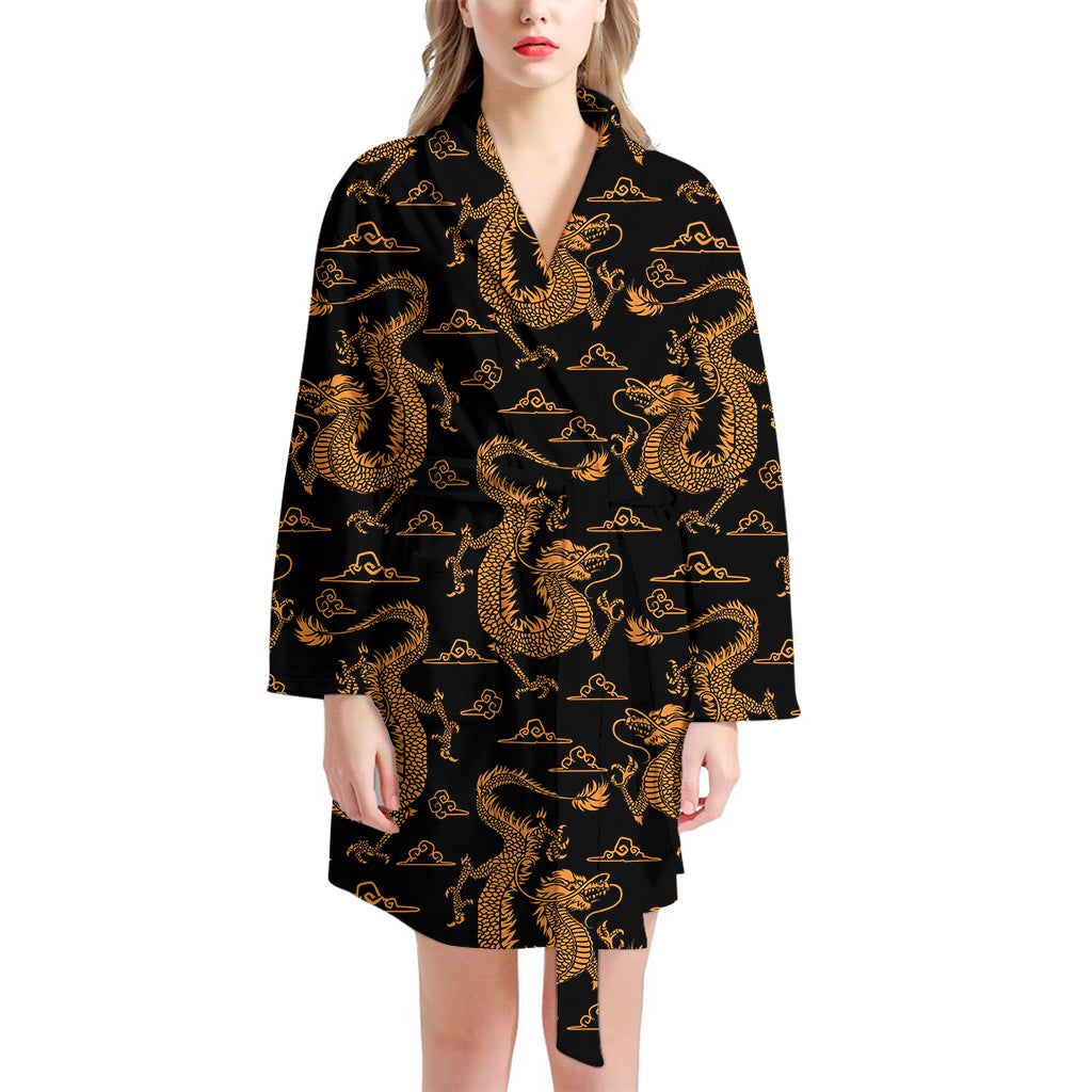 Eastern Dragon Pattern Print Women's Bathrobe