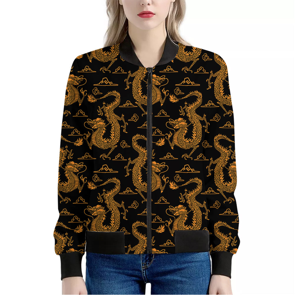 Eastern Dragon Pattern Print Women's Bomber Jacket