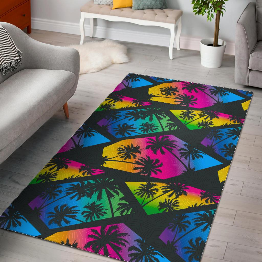 EDM Beach Palm Tree Pattern Print Area Rug