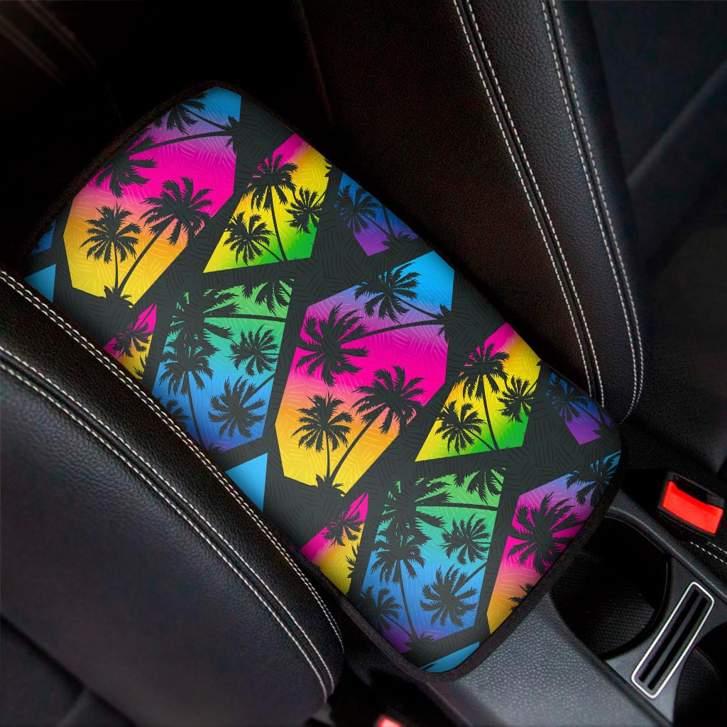 EDM Beach Palm Tree Pattern Print Car Center Console Cover