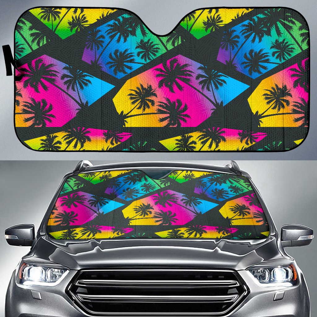 EDM Beach Palm Tree Pattern Print Car Sun Shade