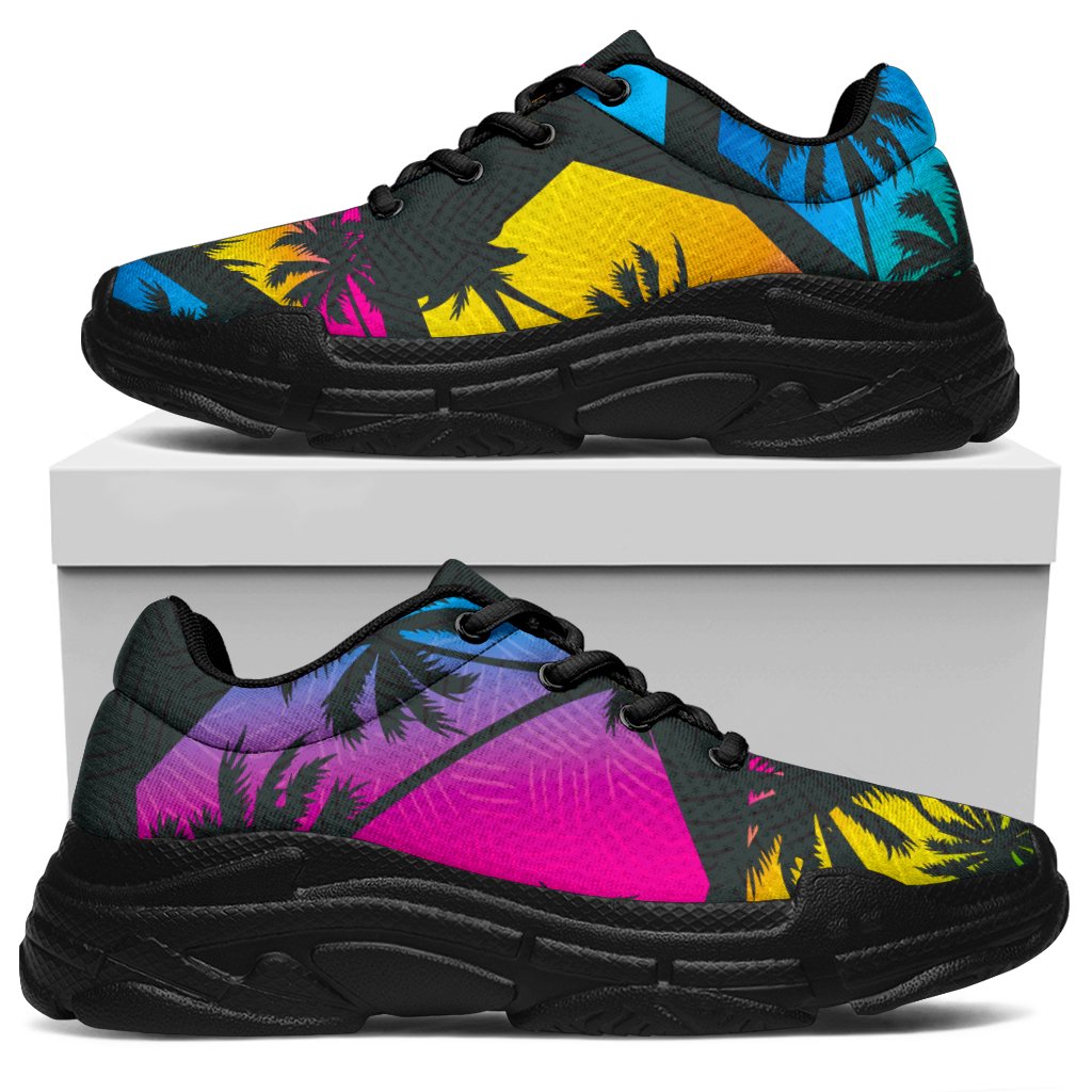 EDM Beach Palm Tree Pattern Print Chunky Sneakers