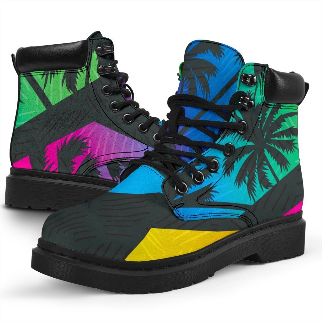 EDM Beach Palm Tree Pattern Print Classic Boots