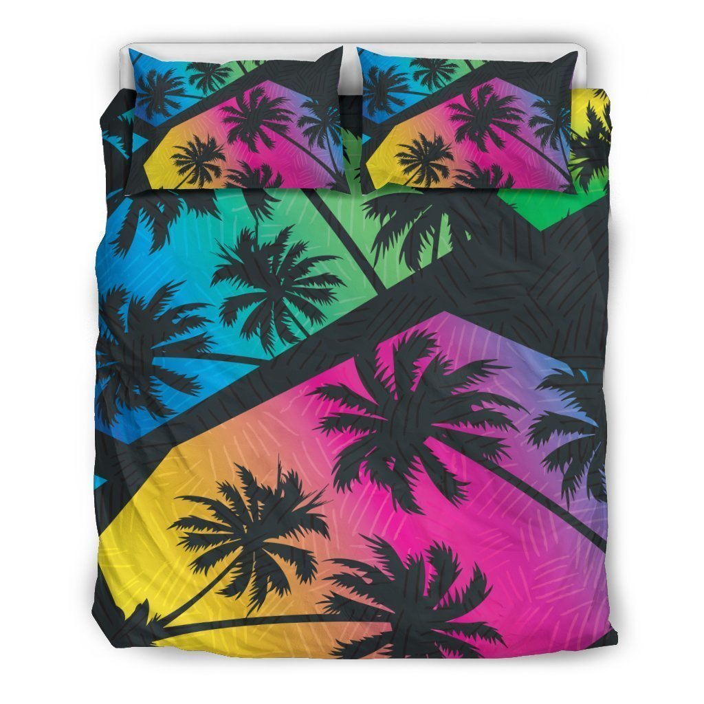 EDM Beach Palm Tree Pattern Print Duvet Cover Bedding Set