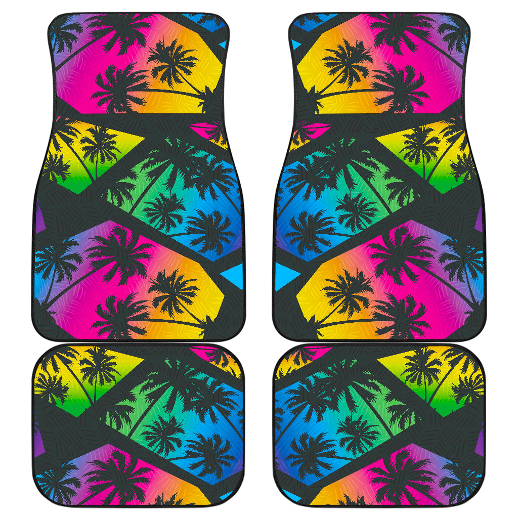 EDM Beach Palm Tree Pattern Print Front and Back Car Floor Mats