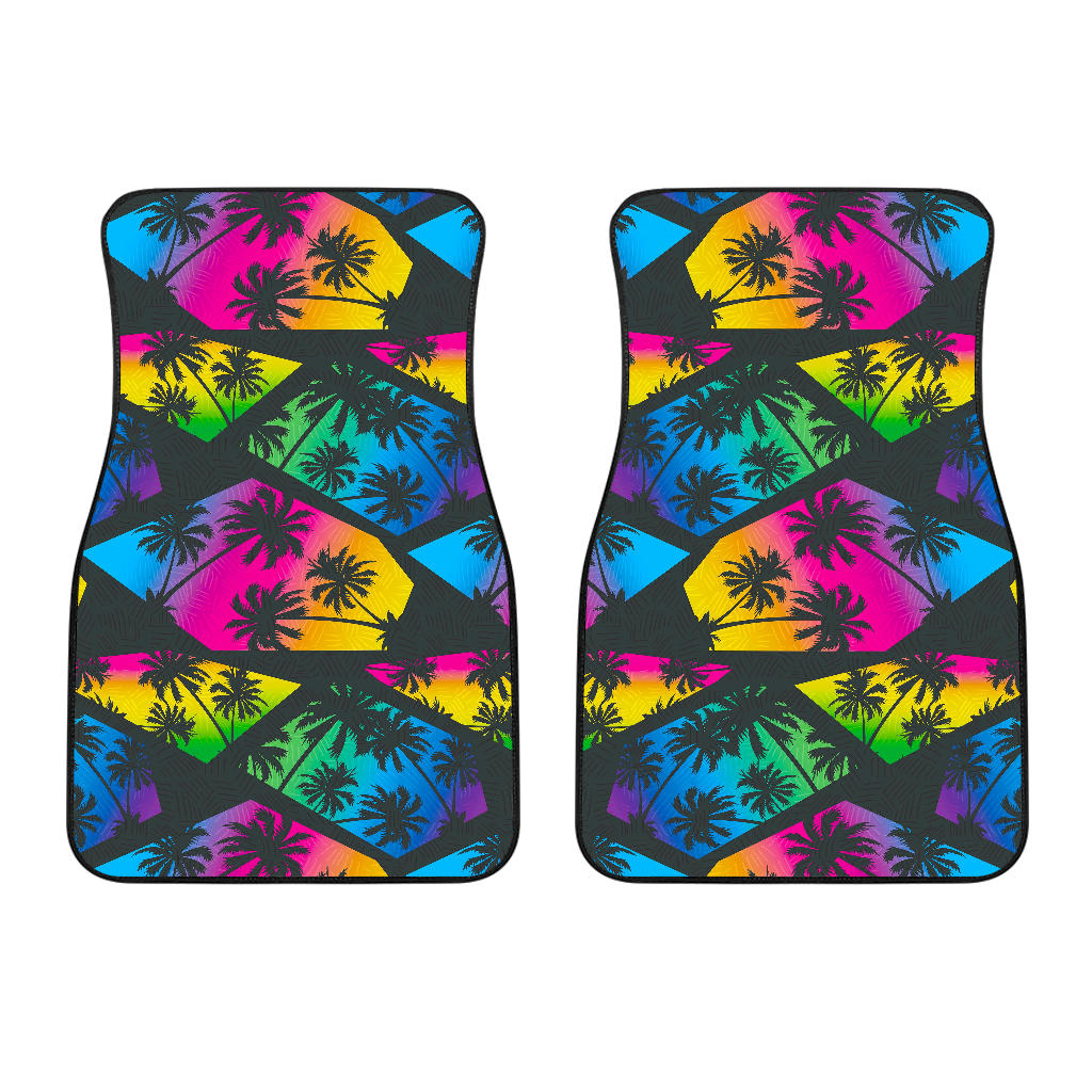 EDM Beach Palm Tree Pattern Print Front Car Floor Mats