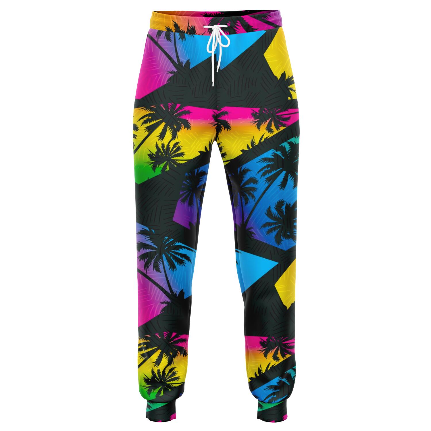 EDM Beach Palm Tree Pattern Print Jogger Pants