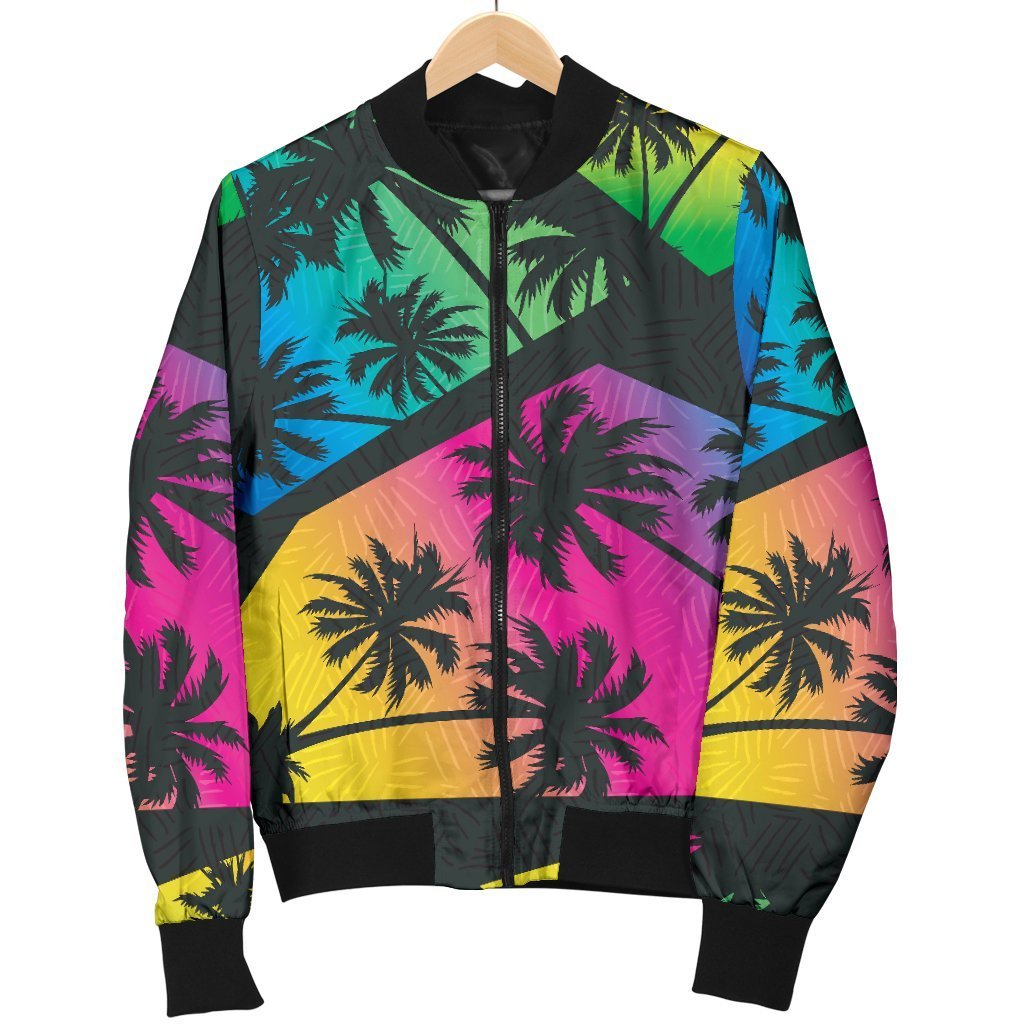 EDM Beach Palm Tree Pattern Print Men's Bomber Jacket