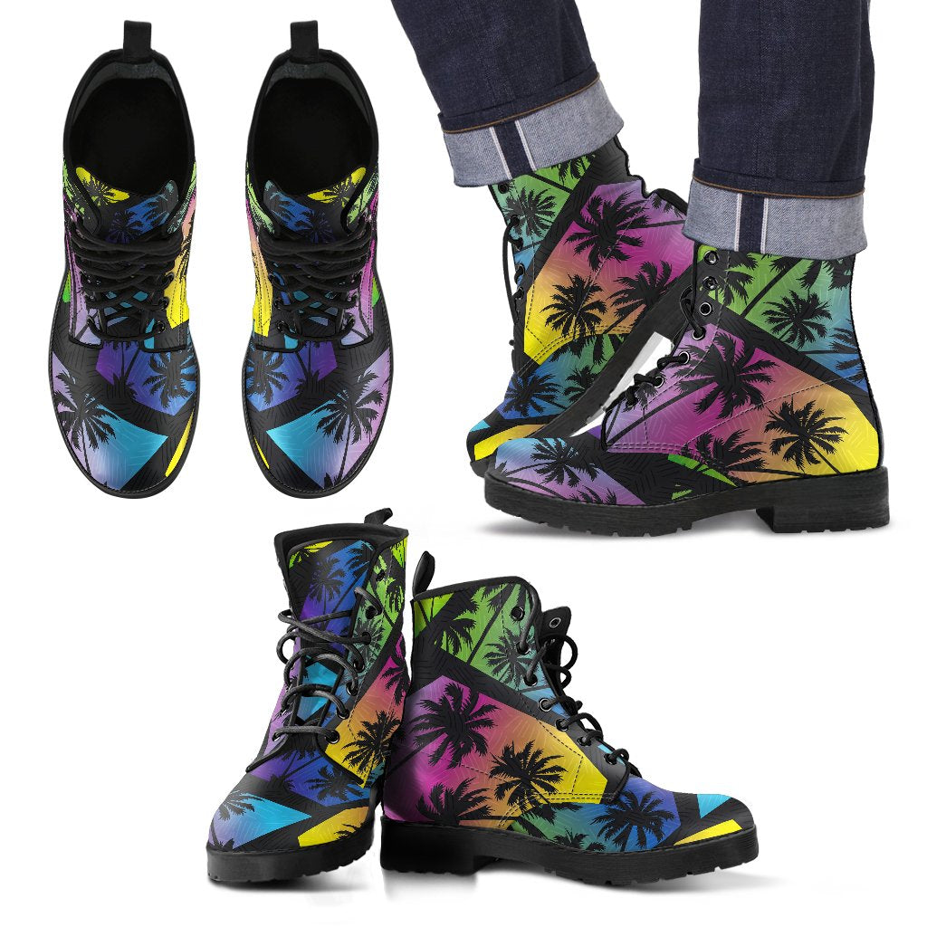 EDM Beach Palm Tree Pattern Print Men's Boots