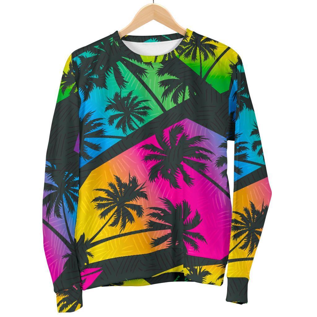 EDM Beach Palm Tree Pattern Print Men's Crewneck Sweatshirt