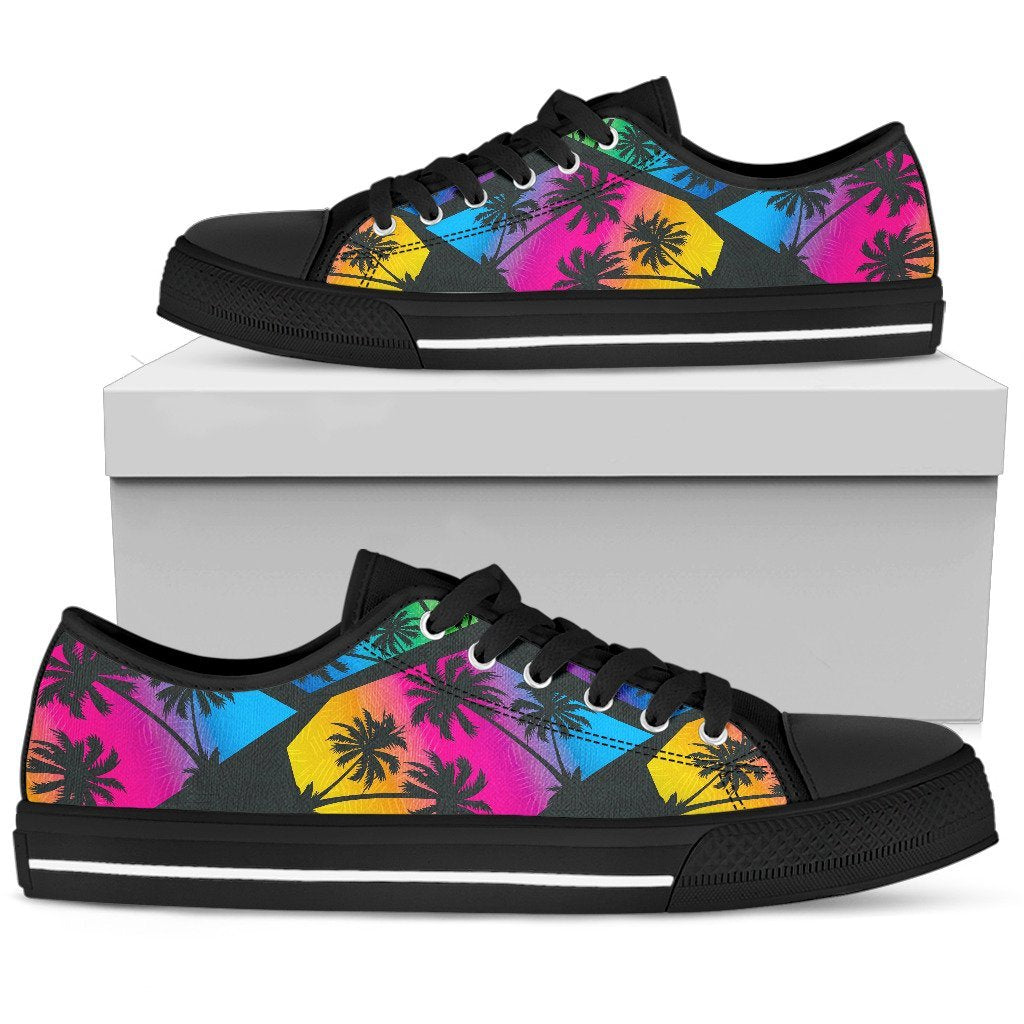 EDM Beach Palm Tree Pattern Print Men's Low Top Shoes