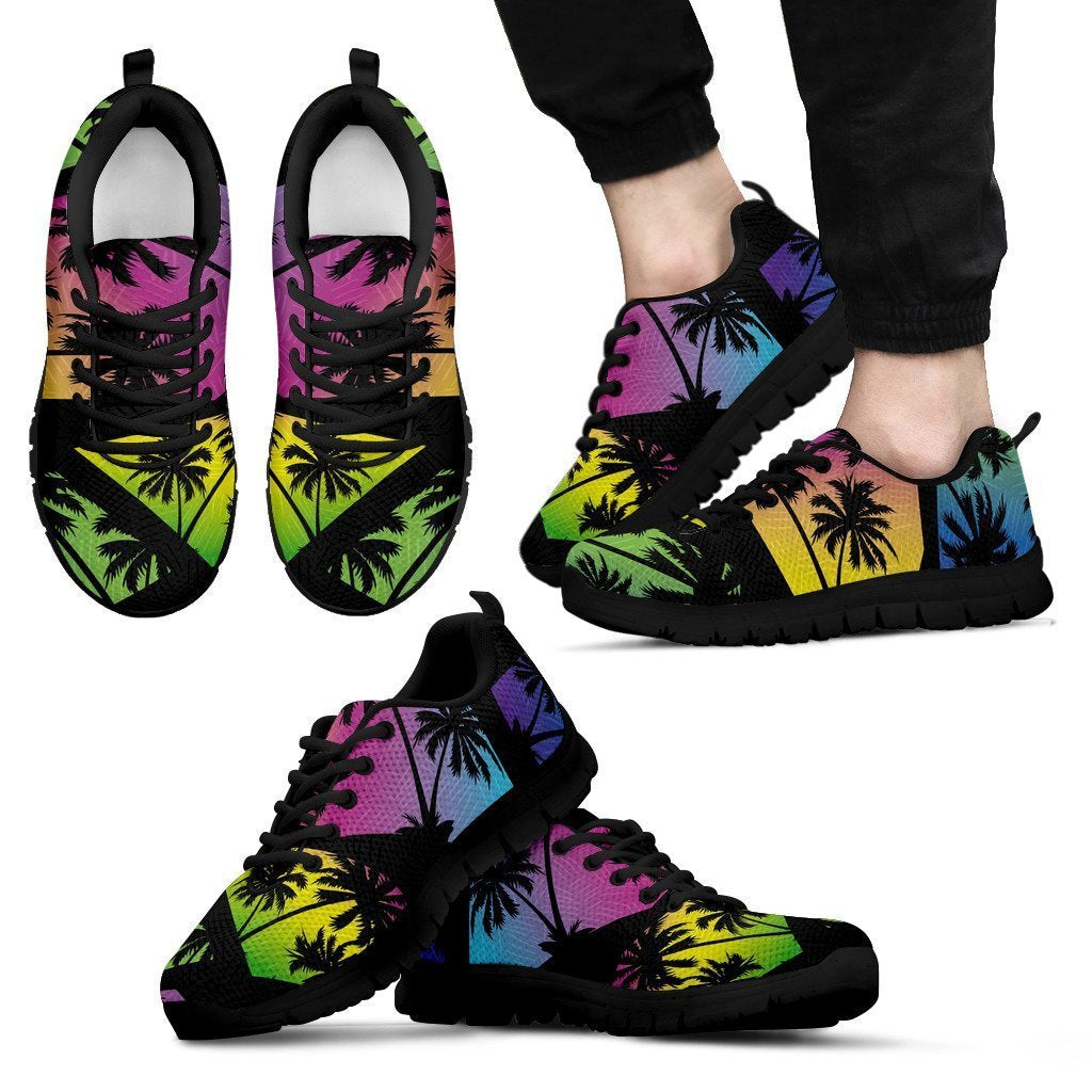 EDM Beach Palm Tree Pattern Print Men's Sneakers