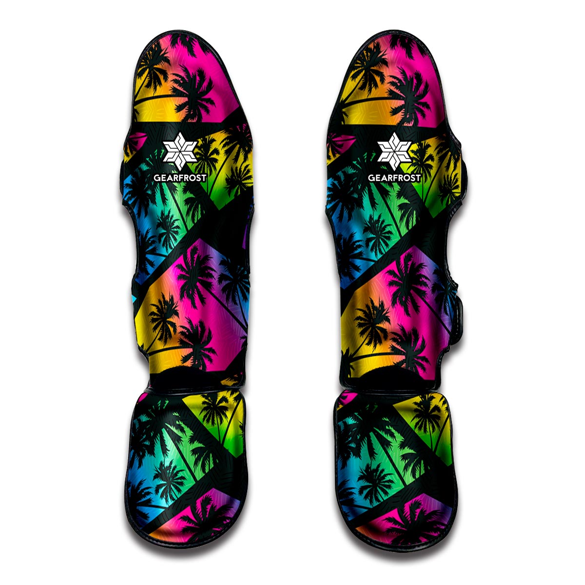 EDM Beach Palm Tree Pattern Print Muay Thai Shin Guards