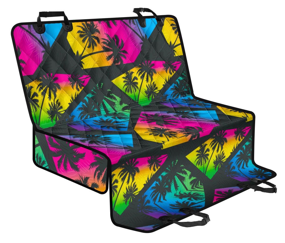 EDM Beach Palm Tree Pattern Print Pet Car Back Seat Cover