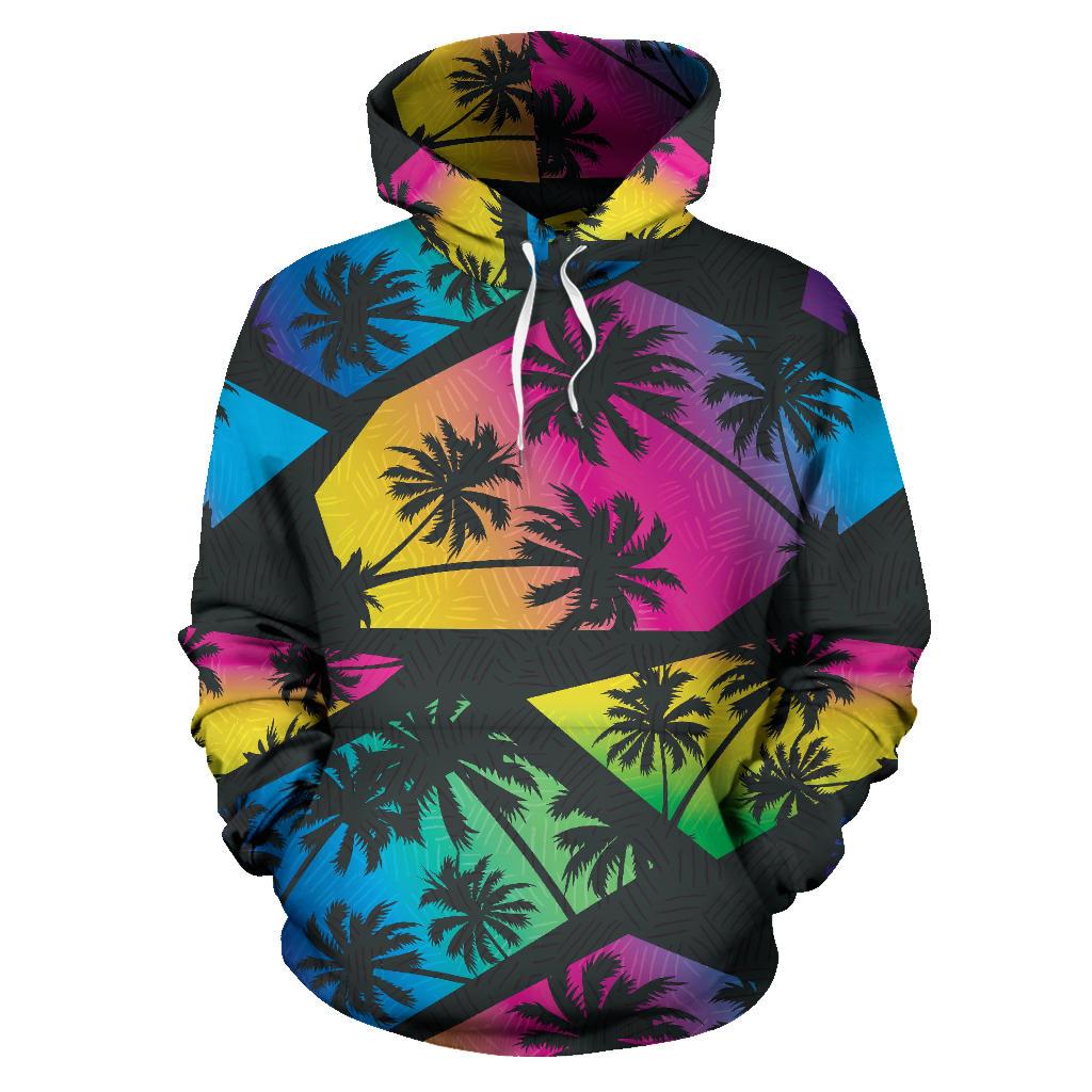 EDM Beach Palm Tree Pattern Print Pullover Hoodie