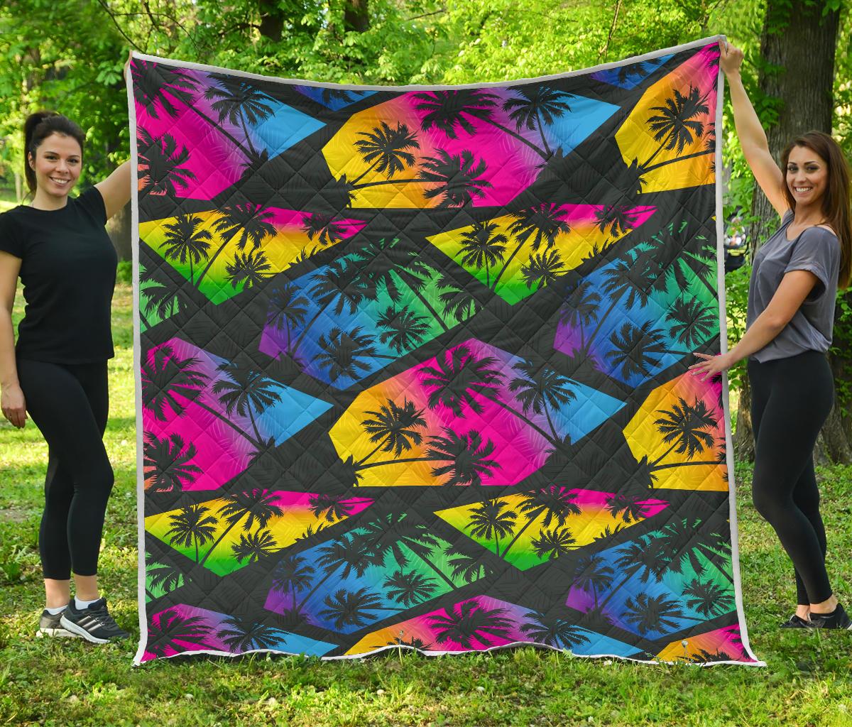 EDM Beach Palm Tree Pattern Print Quilt