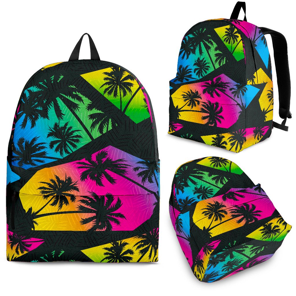 EDM Beach Palm Tree Pattern Print School Backpack