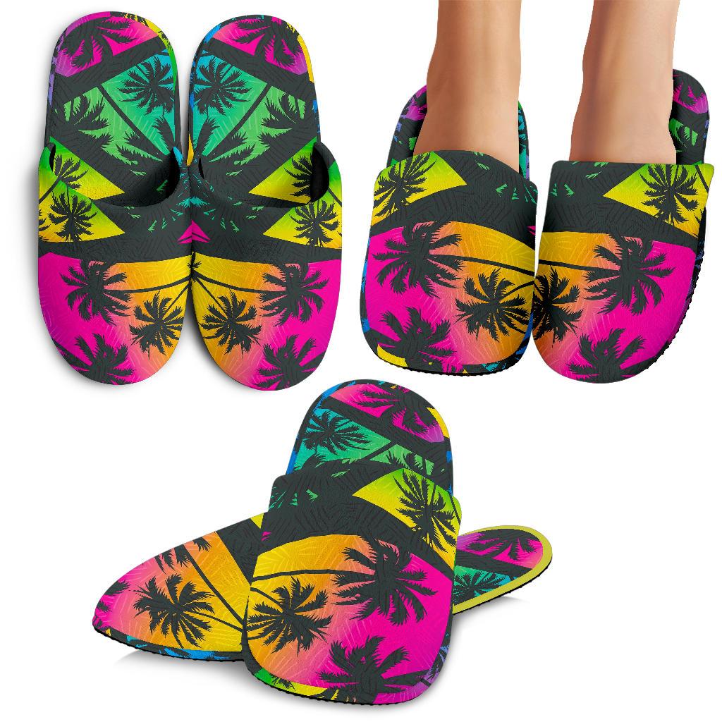 EDM Beach Palm Tree Pattern Print Slippers