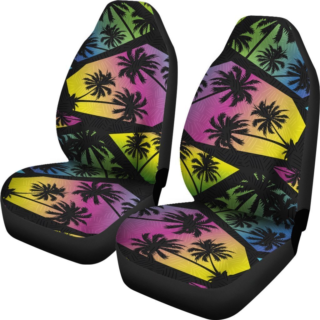 EDM Beach Palm Tree Pattern Print Universal Fit Car Seat Covers