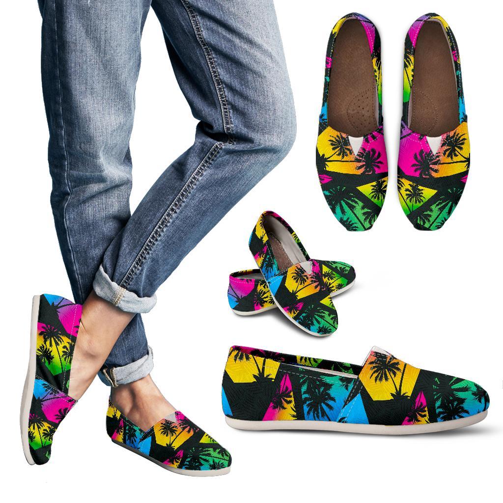 EDM Beach Palm Tree Pattern Print Women's Casual Canvas Shoes