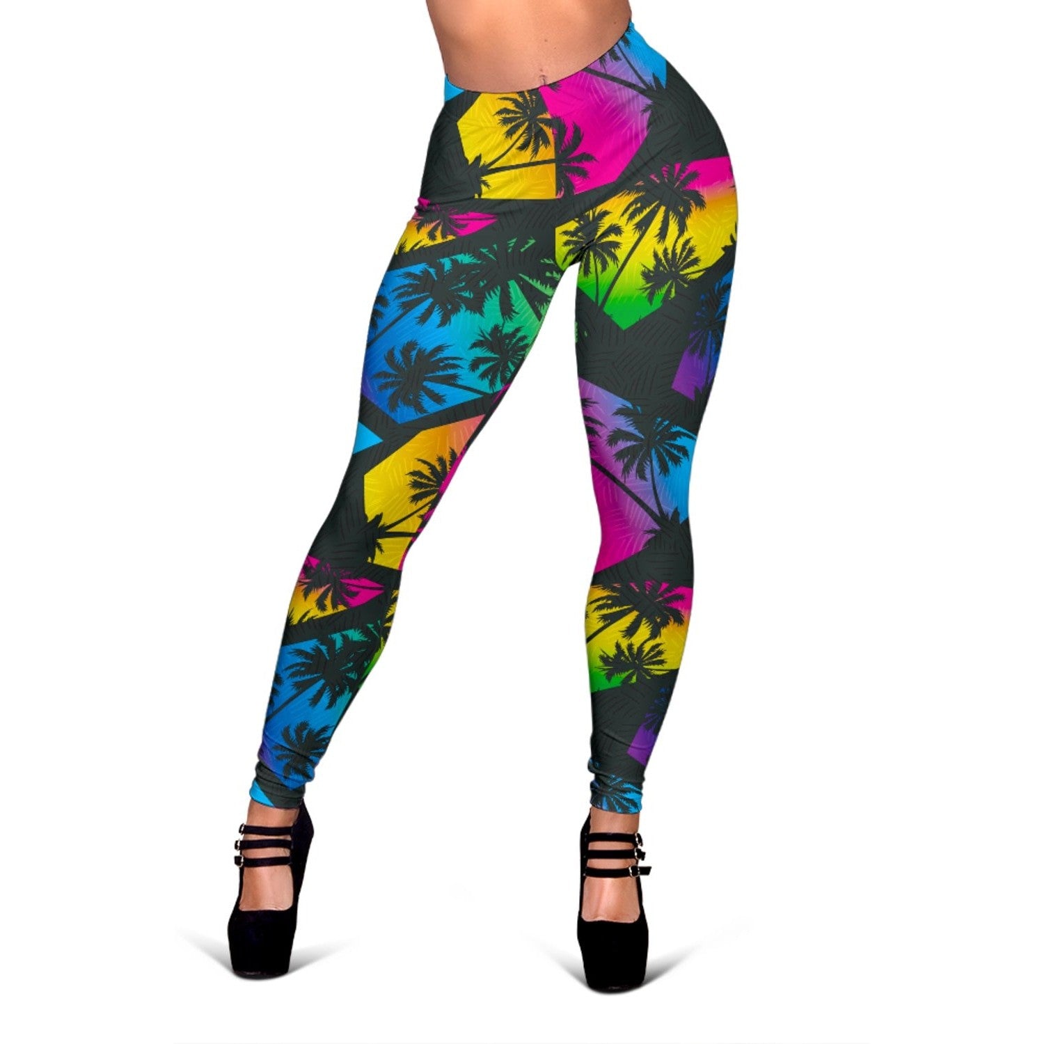 EDM Beach Palm Tree Pattern Print Women's Leggings