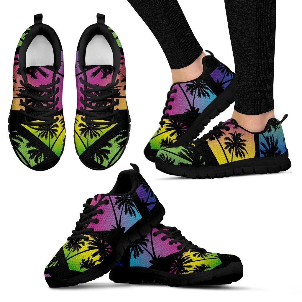 EDM Beach Palm Tree Pattern Print Women's Sneakers