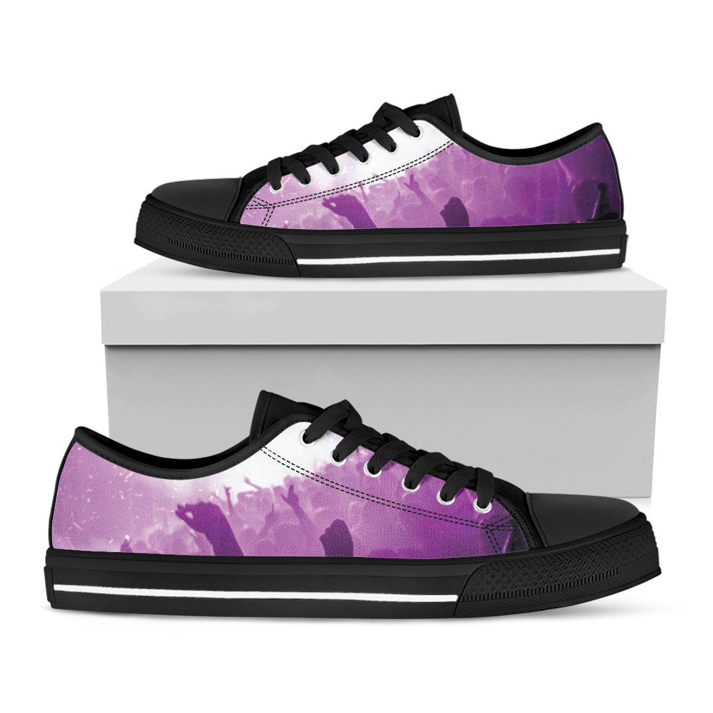 EDM Party In Nightclub Print Black Low Top Shoes