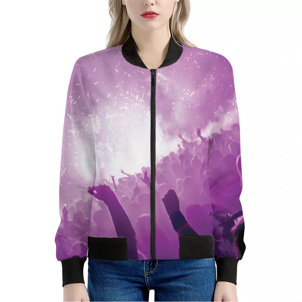 EDM Party In Nightclub Print Women's Bomber Jacket