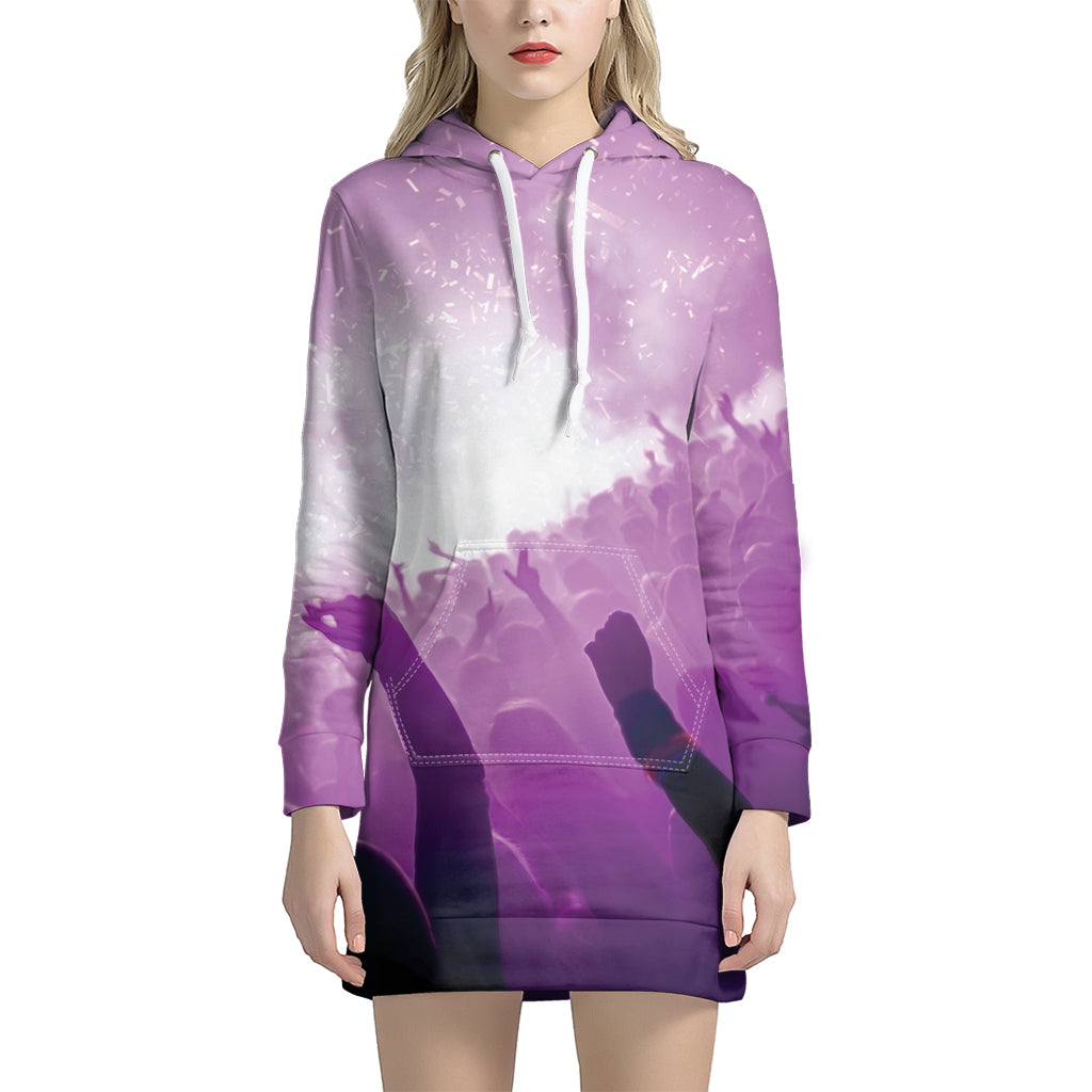 EDM Party In Nightclub Print Women's Pullover Hoodie Dress