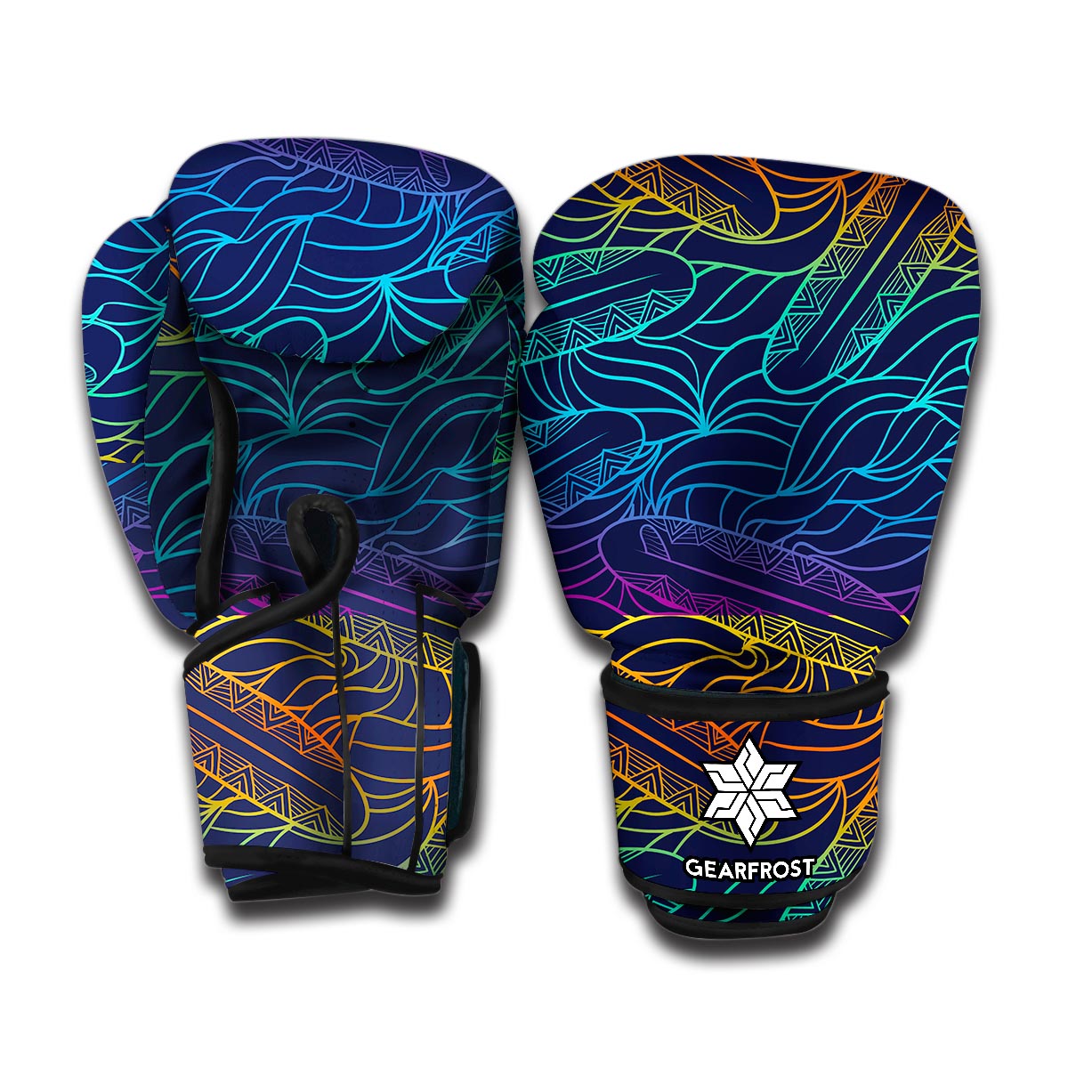 EDM Surfing Wave Pattern Print Boxing Gloves