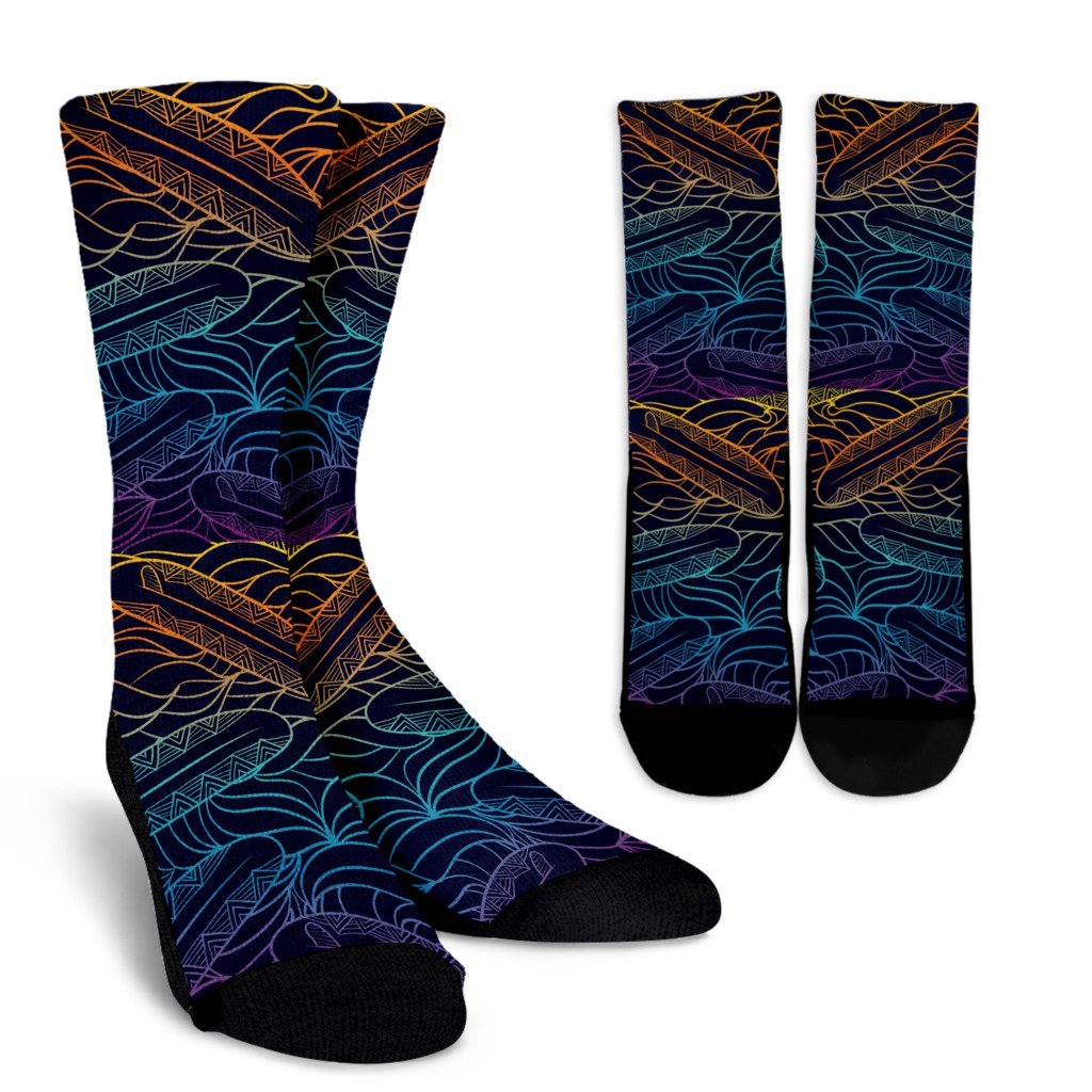 EDM Surfing Wave Pattern Print Crew Socks