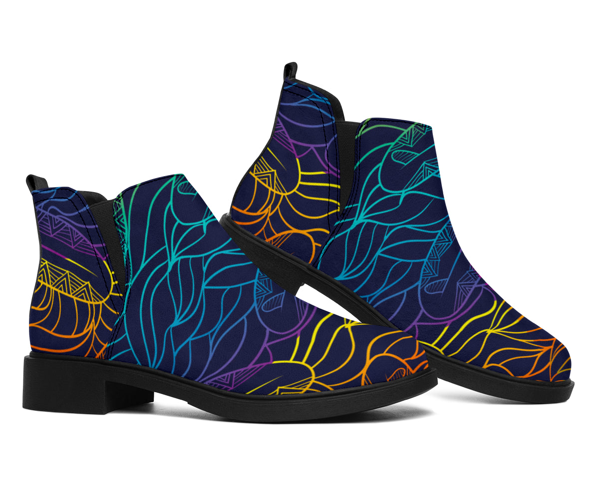 EDM Surfing Wave Pattern Print Flat Ankle Boots