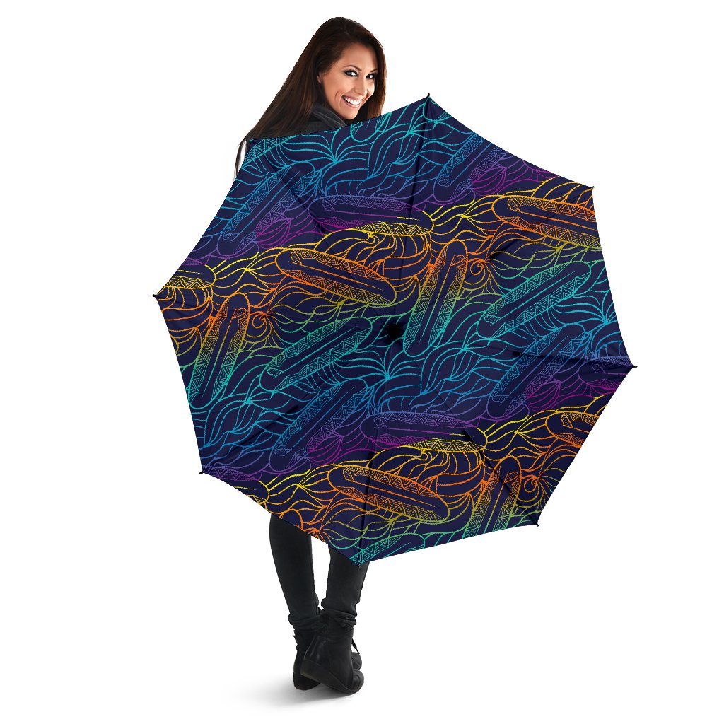 EDM Surfing Wave Pattern Print Foldable Umbrella