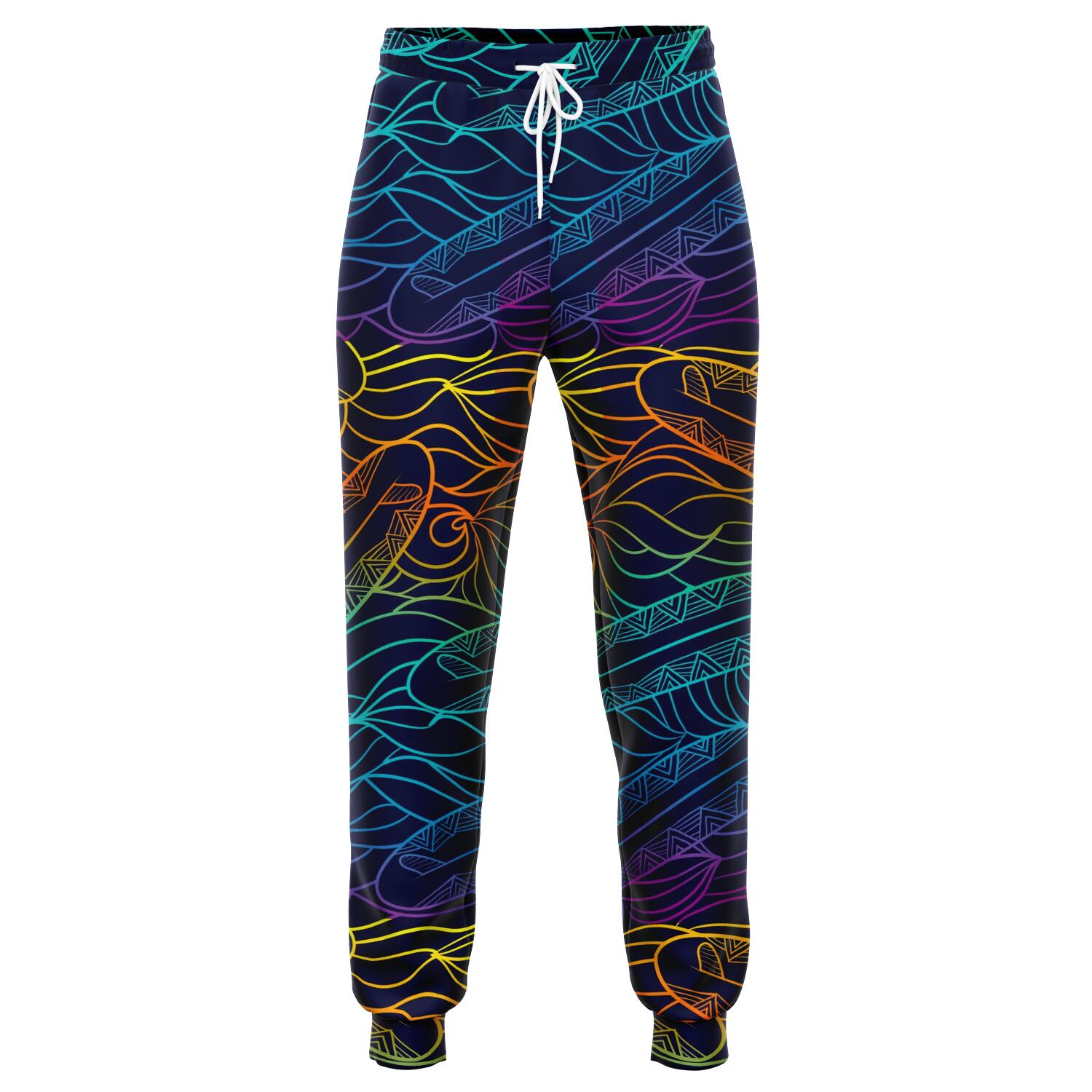 EDM Surfing Wave Pattern Print Jogger Pants