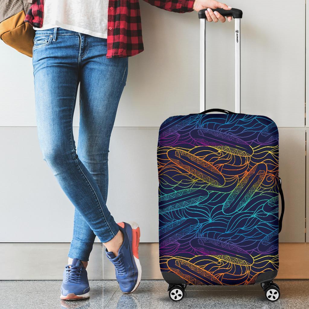 EDM Surfing Wave Pattern Print Luggage Cover