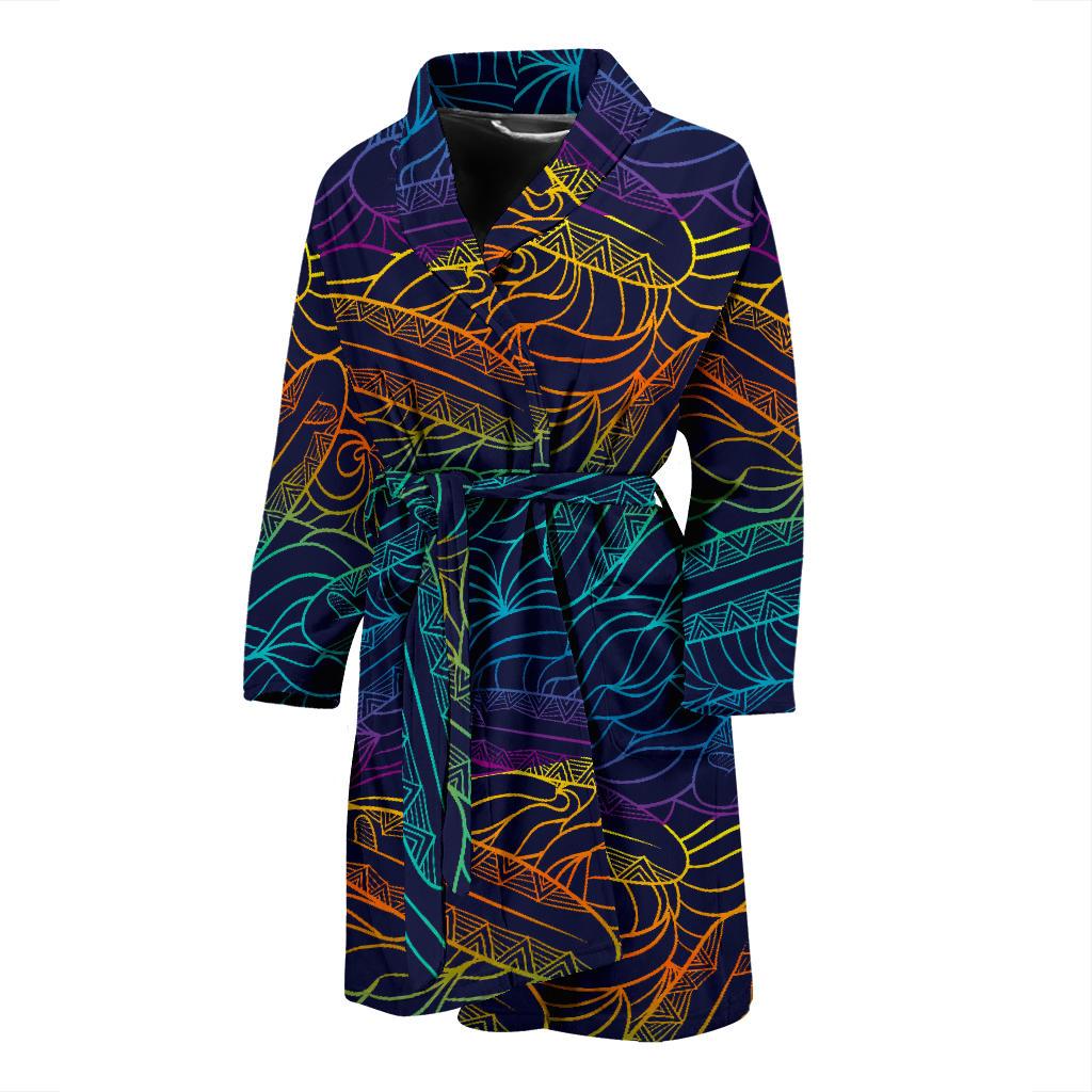 EDM Surfing Wave Pattern Print Men's Bathrobe