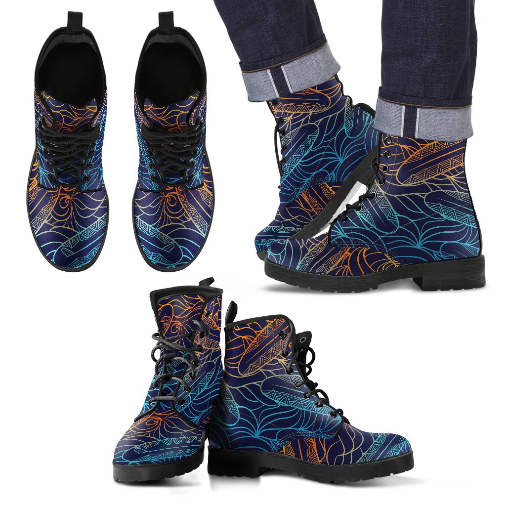 EDM Surfing Wave Pattern Print Men's Boots