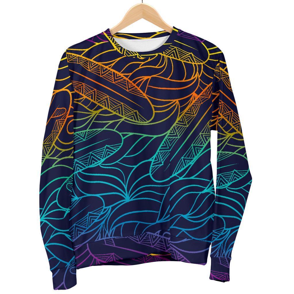 EDM Surfing Wave Pattern Print Men's Crewneck Sweatshirt