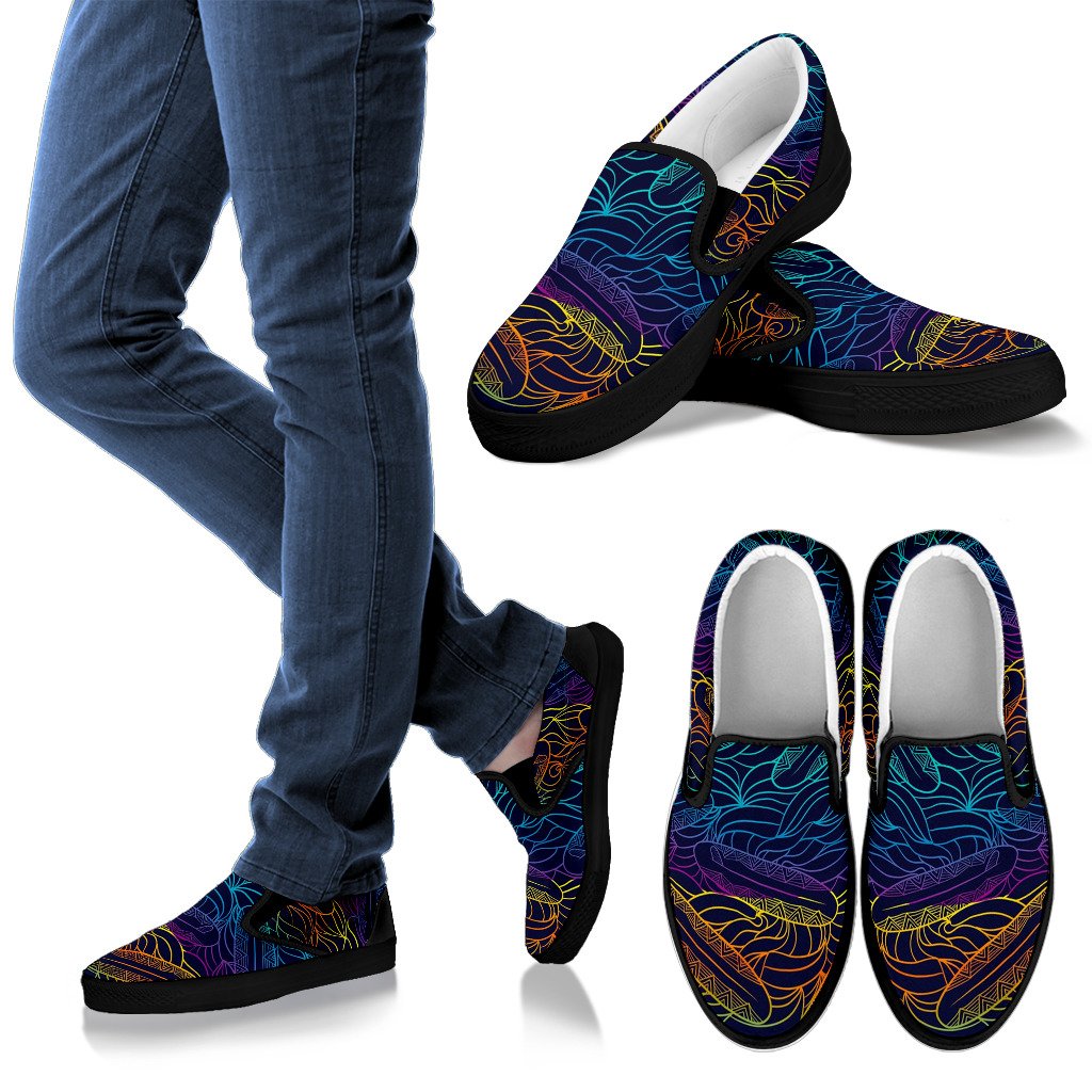 EDM Surfing Wave Pattern Print Men's Slip On Shoes